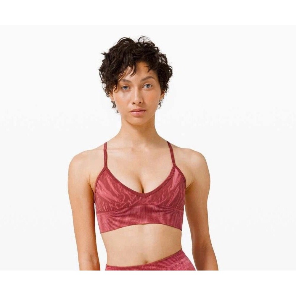 Lululemon Ebb to Street Bra Size 8 A/B Burgundy Wash Gym Run Athleisure W2BS2S
